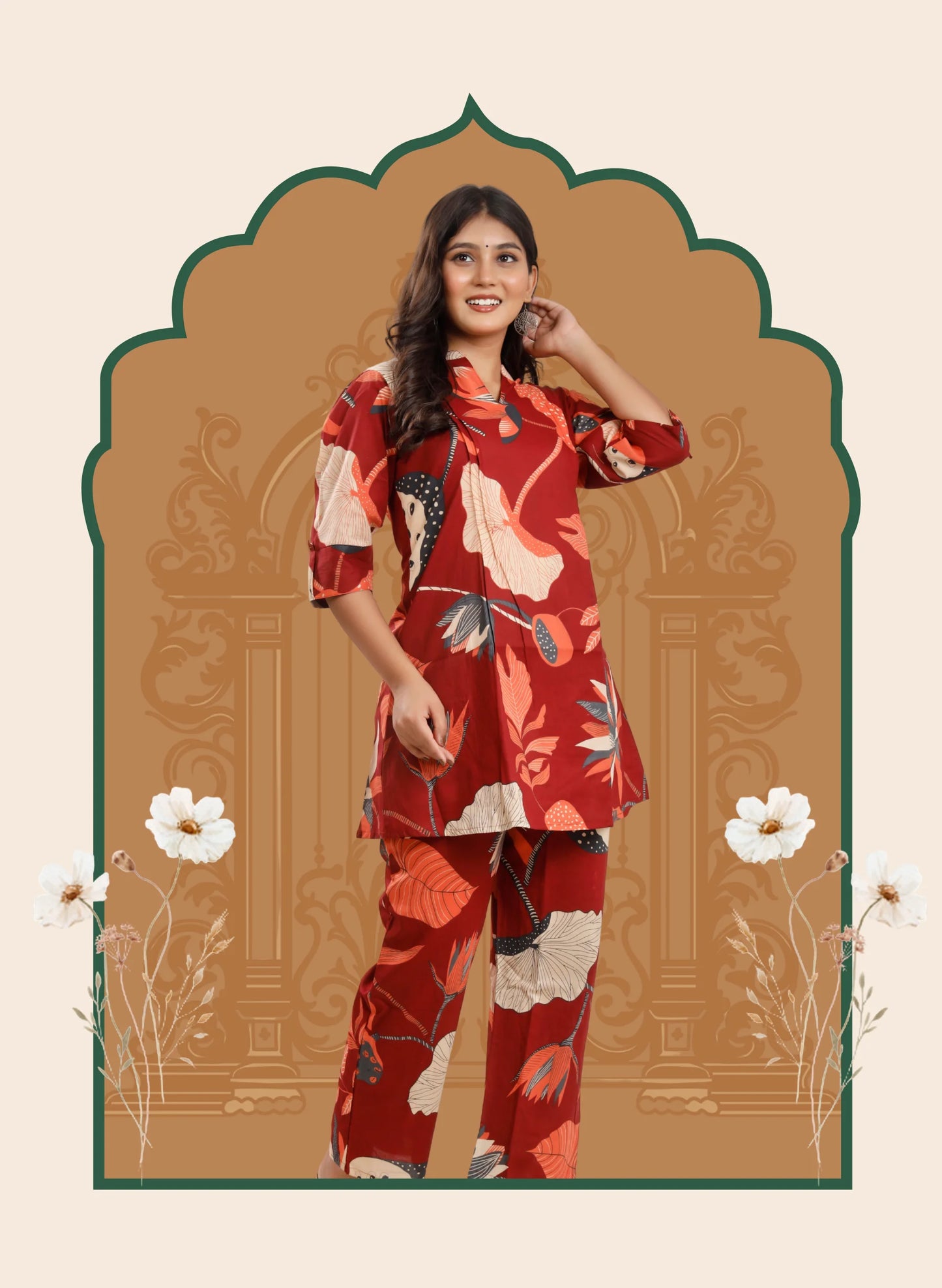 Maroon Flora Co-ord sets