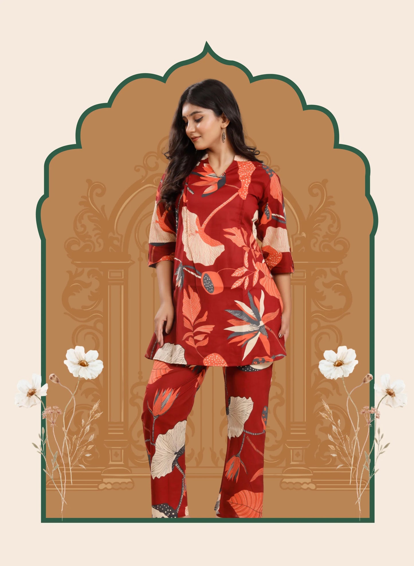 Maroon Flora Co-ord sets
