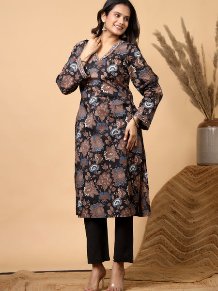 Mehrua Noir Floral Printed Kurta Set
