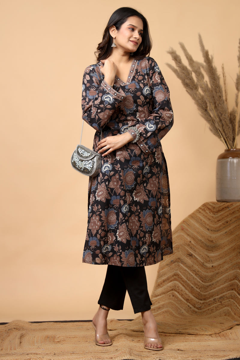 Mehrua Noir Floral Printed Kurta Set