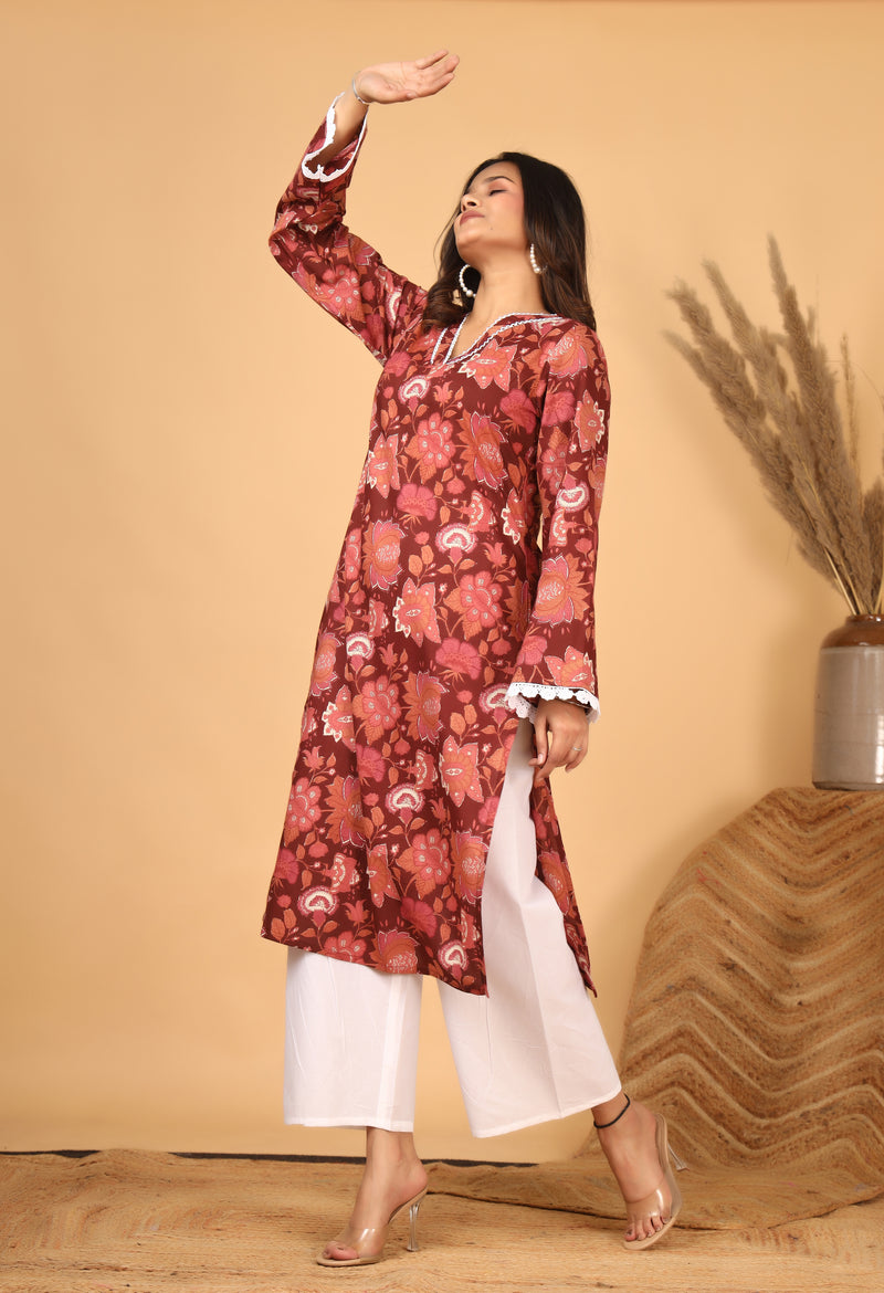 Zariva Bloom Printed Kurta Set with Dupatta