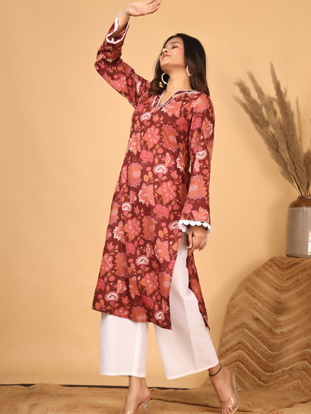 Zariva Bloom Printed Kurta Set with Dupatta