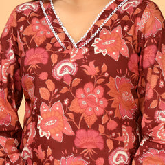 Zariva Bloom Printed Kurta Set with Dupatta