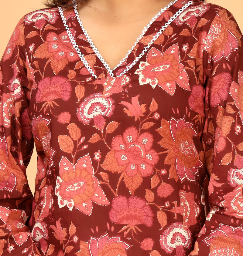 Zariva Bloom Printed Kurta Set with Dupatta