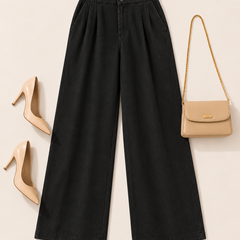 Women’s High-Waisted Wide-Leg Cotton Linen Flex Trousers