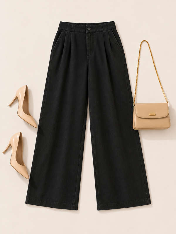Women’s High-Waisted Wide-Leg Cotton Linen Flex Trousers