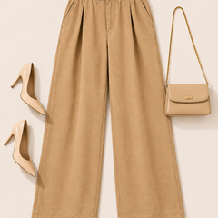 Women’s High-Waisted Wide-Leg Cotton Linen Flex Trousers
