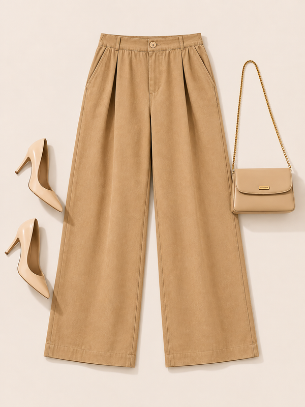 Women’s High-Waisted Wide-Leg Cotton Linen Flex Trousers