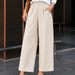 Women’s High-Waisted Wide-Leg Cotton Linen Flex Trousers