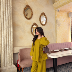 Mustard Yellow Flared Sleeve Co-ord Set