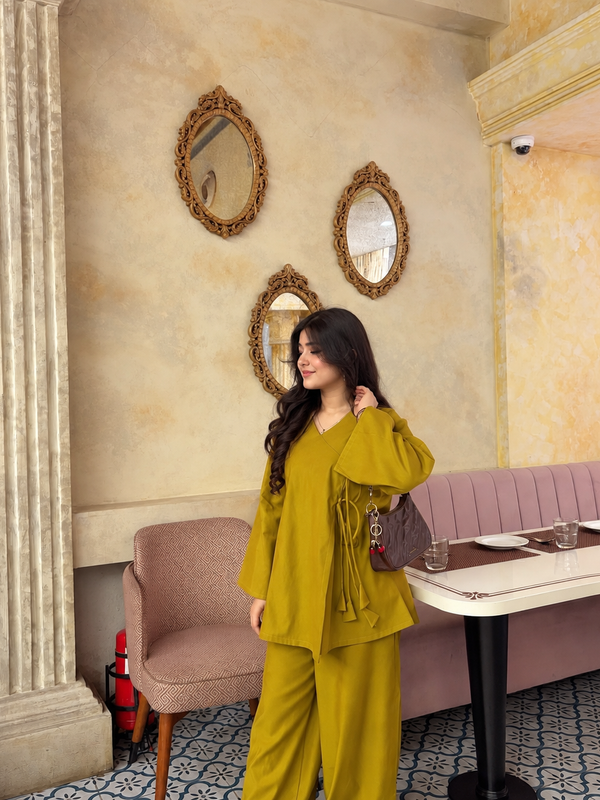 Mustard Yellow Flared Sleeve Co-ord Set