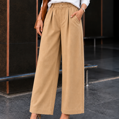Women’s High-Waisted Wide-Leg Cotton Linen Flex Trousers