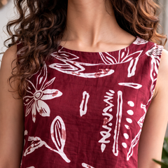 Maroon Abstract Print Sleeveless Kurta Set 