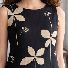 Black Floral Print Sleeveless Kurta Set 