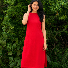 Solid Sleeveless Straight Kurta Set