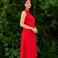 Solid Sleeveless Straight Kurta Set