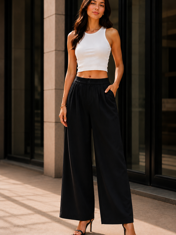 Relaxed Fit Wide-Leg Pants