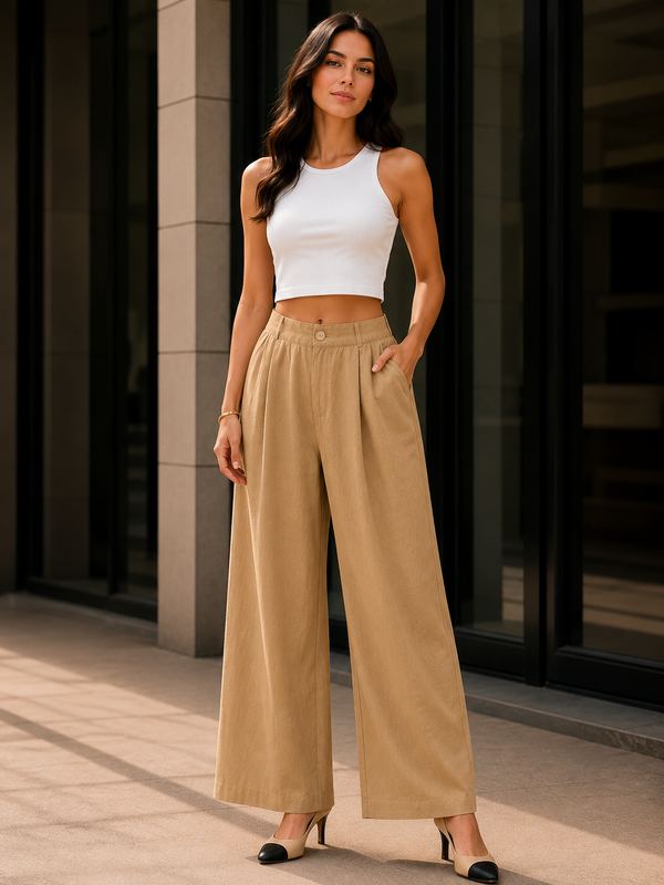 Relaxed Fit Wide-Leg Pants