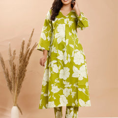 Lime Leaf Cotton Co-ord Sets