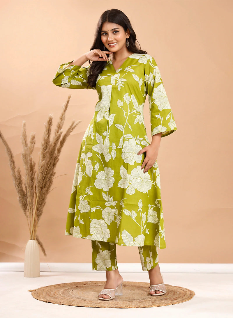 Lime Leaf Cotton Co-ord Sets