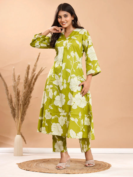 Lime Leaf Cotton Co-ord Sets