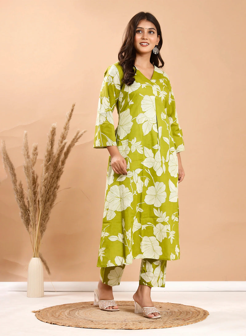 Lime Leaf Cotton Co-ord Sets