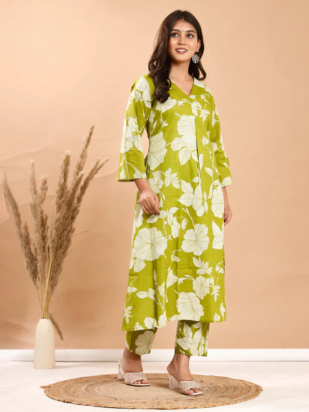 Lime Leaf Cotton Co-ord Sets