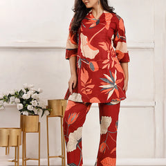 Maroon Flora Co-ord Sets