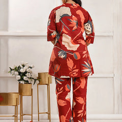 Maroon Flora Co-ord Sets