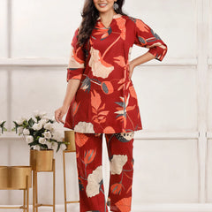 Maroon Flora Co-ord Sets
