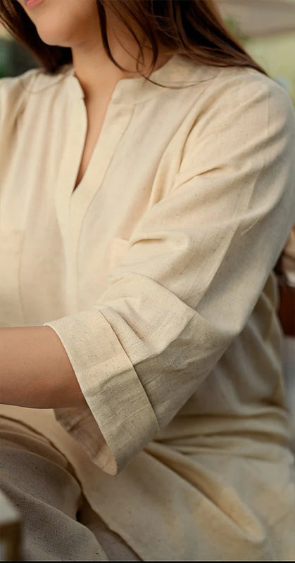Soft Beige Relaxed Fit Co-ord Set