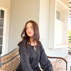 Black Cotton Solid Co Ord Set