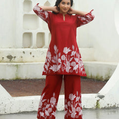 Ruby Petals Cotton Co-ord Sets