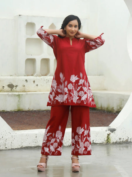 Ruby Petals Cotton Co-ord Sets