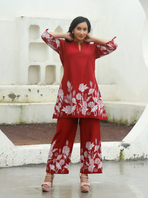Ruby Petals Cotton Co-ord Sets
