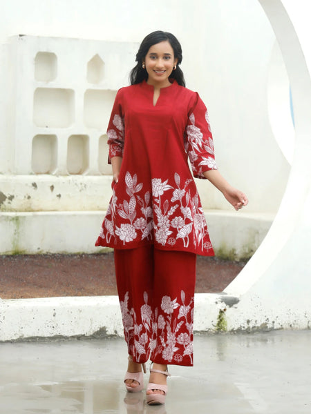Ruby Petals Cotton Co-ord Sets
