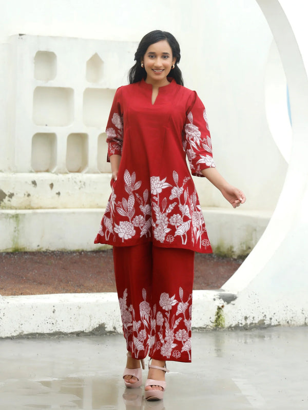 Ruby Petals Cotton Co-ord Sets