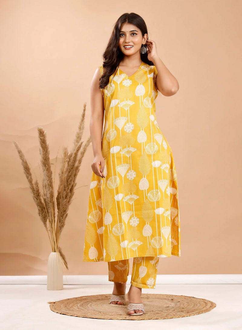 Yellow Lotus Charm Co-ord Sets