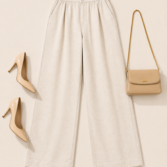 Women’s High-Waisted Wide-Leg Cotton Linen Flex Trousers