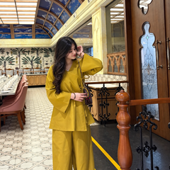 Mustard Yellow Flared Sleeve Co-ord Set