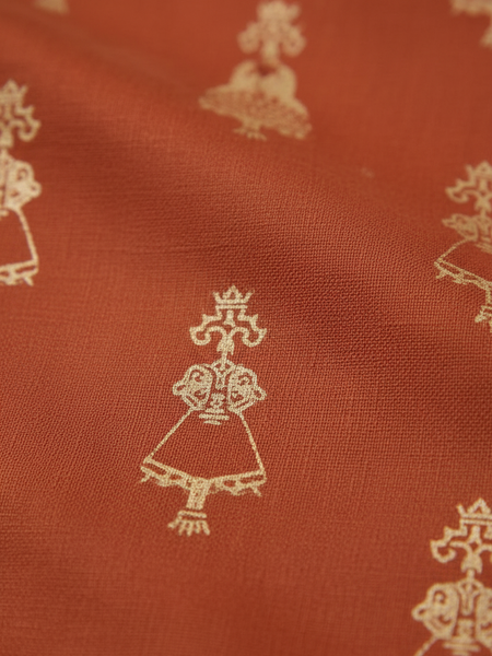 Brown Cotton Printed Suit Set